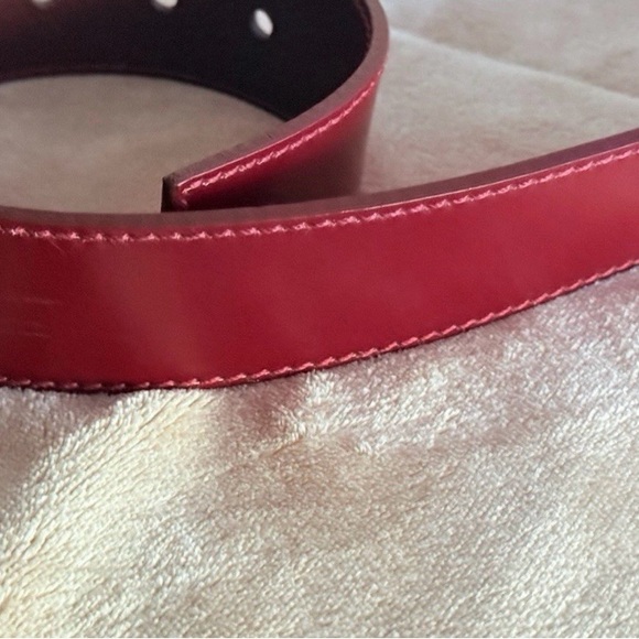 PRADA Red Leather Belt 1C 2289 95/38 Made In Italy Authentic - Picture 6 of 12